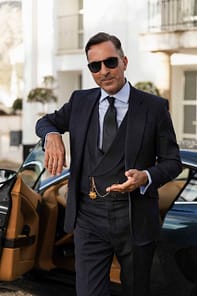 AK MC Signature jacket in textured navy worsted wool - Alexander