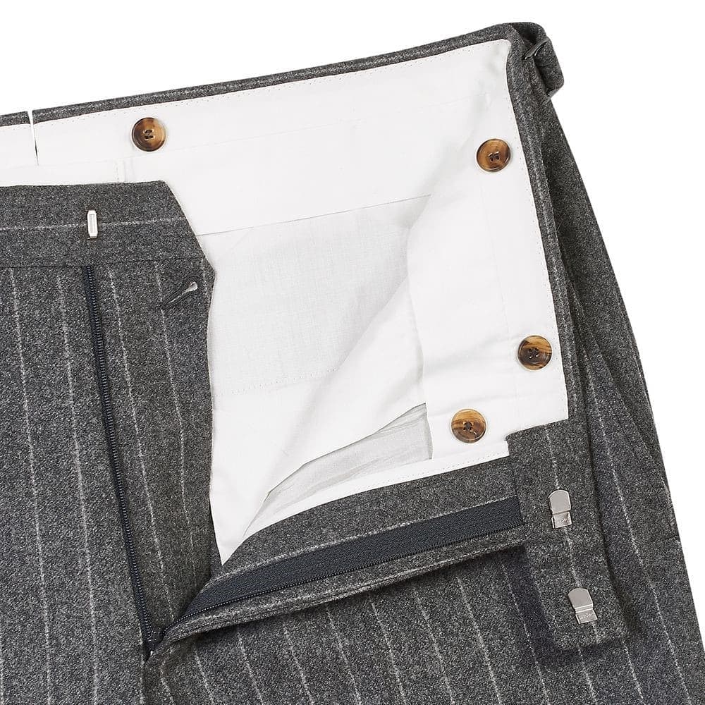Wool Chalk Stripe Slacks　HEATHER GRAY AK MC Grey Chalkstripe Wool Trousers - Alexander Kraft Monte Carlo
