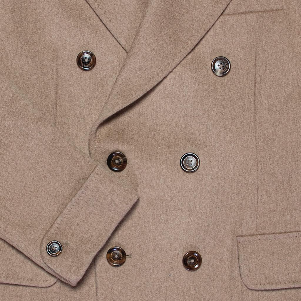 AK MC The Florence short double-breasted overcoat in pure camel