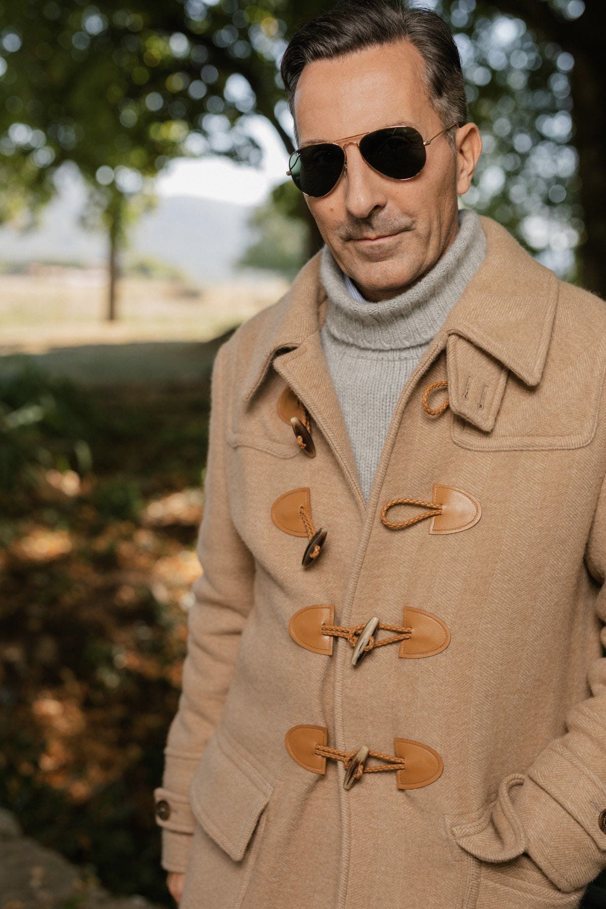 AK MC Men's Contemporary Duffel Coat in Caramel Camel Hair