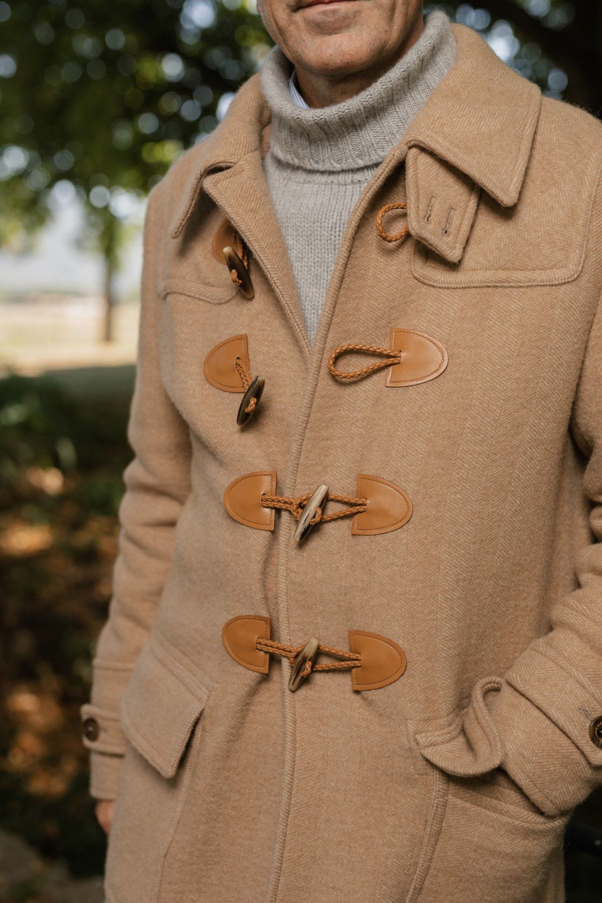 AK MC Men's Contemporary Duffel Coat in Caramel Camel Hair