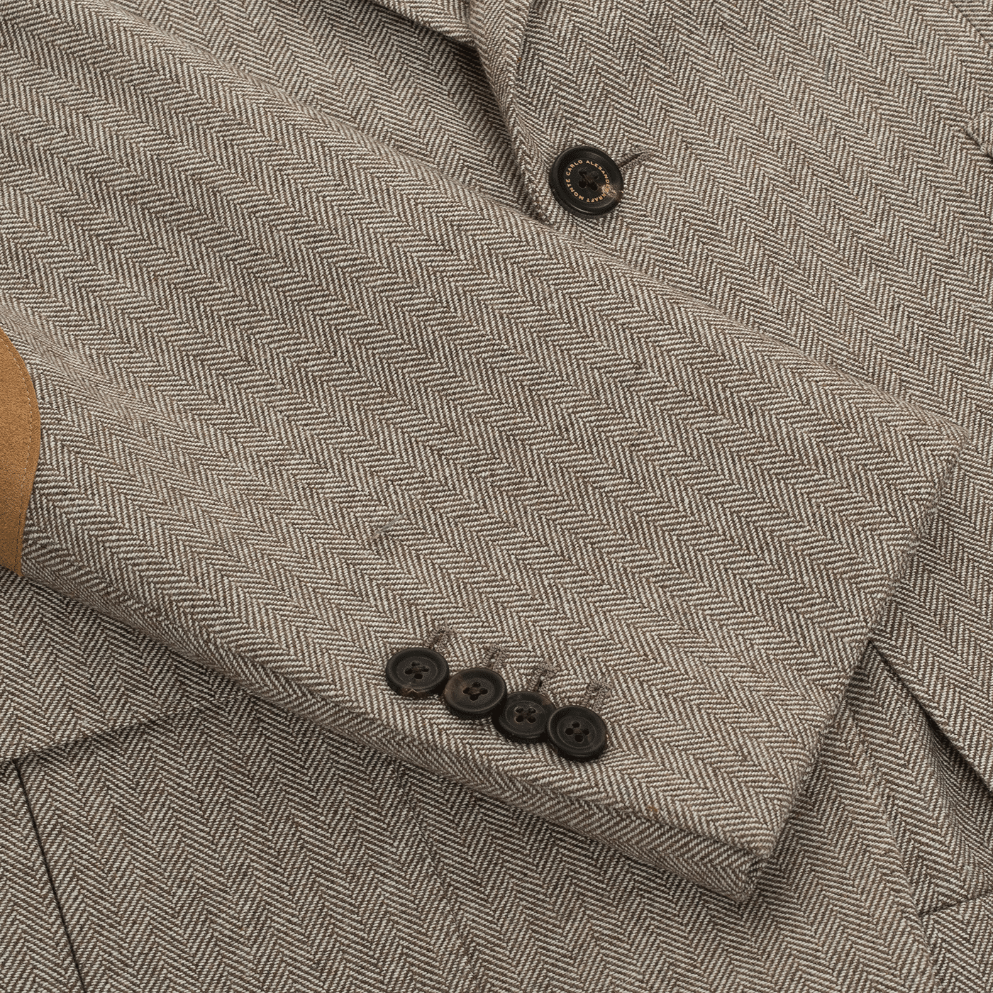 AK MC beige linen & wool provence jacket with alcantara trim