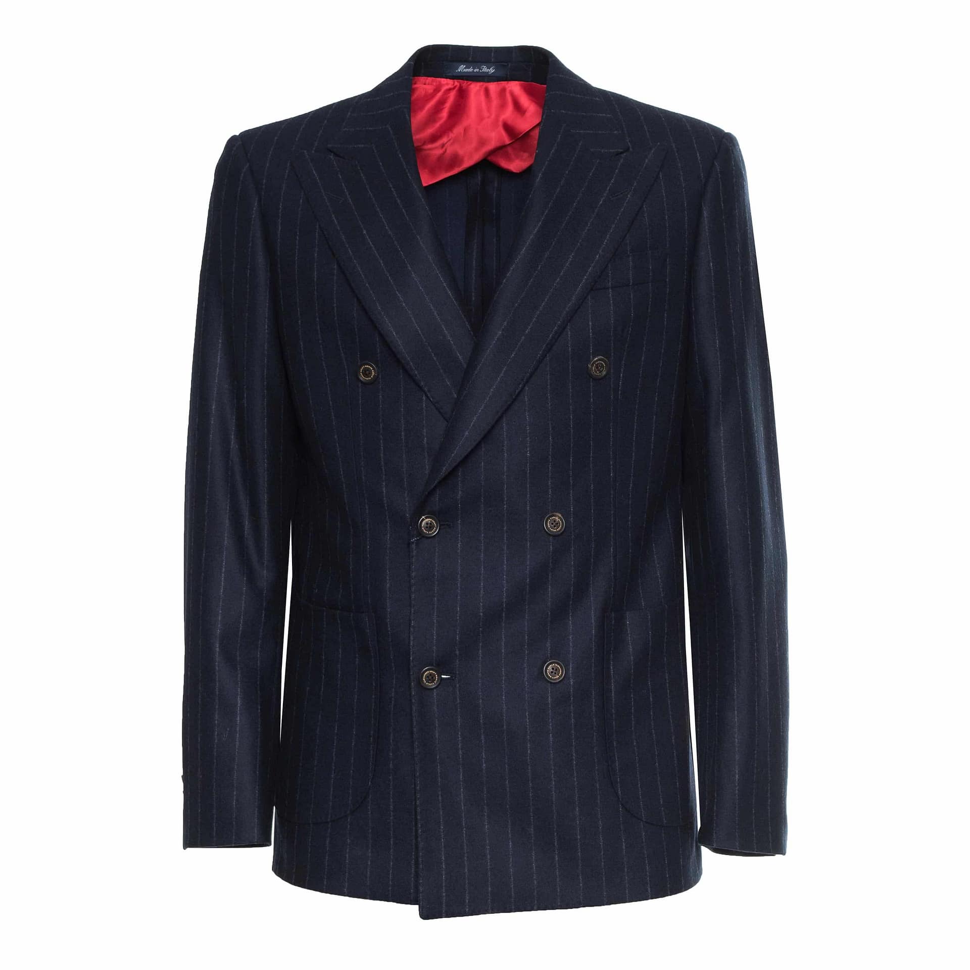 AK MC Double-breasted signature barchetta VBC navy wool flannel