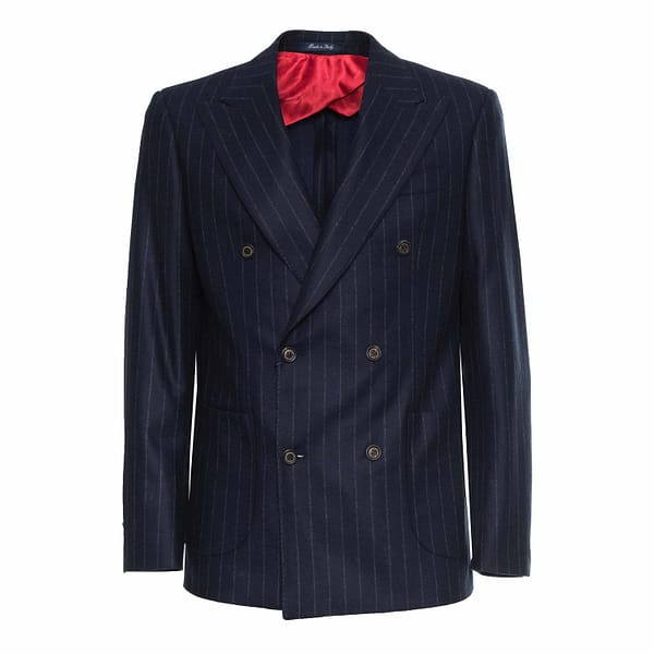 AK MC Double-breasted signature barchetta VBC navy wool flannel