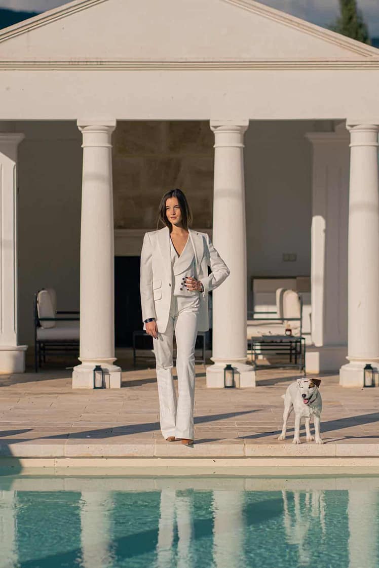 AK MC Ladies’ “Gatsby” Wide-Leg Trousers In Off-White Cotton Corduroy