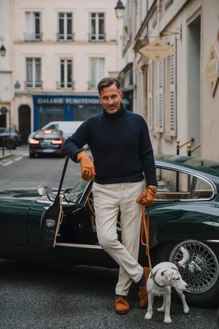 AK MC pure cashmere roll neck sweater navy