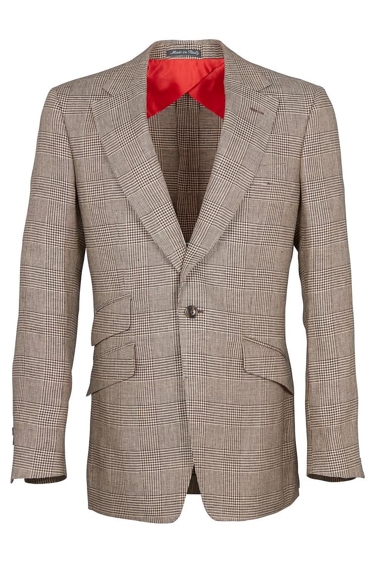 AK MC Brown and White Prince of Wales Check Irish Linen Signature Jacket