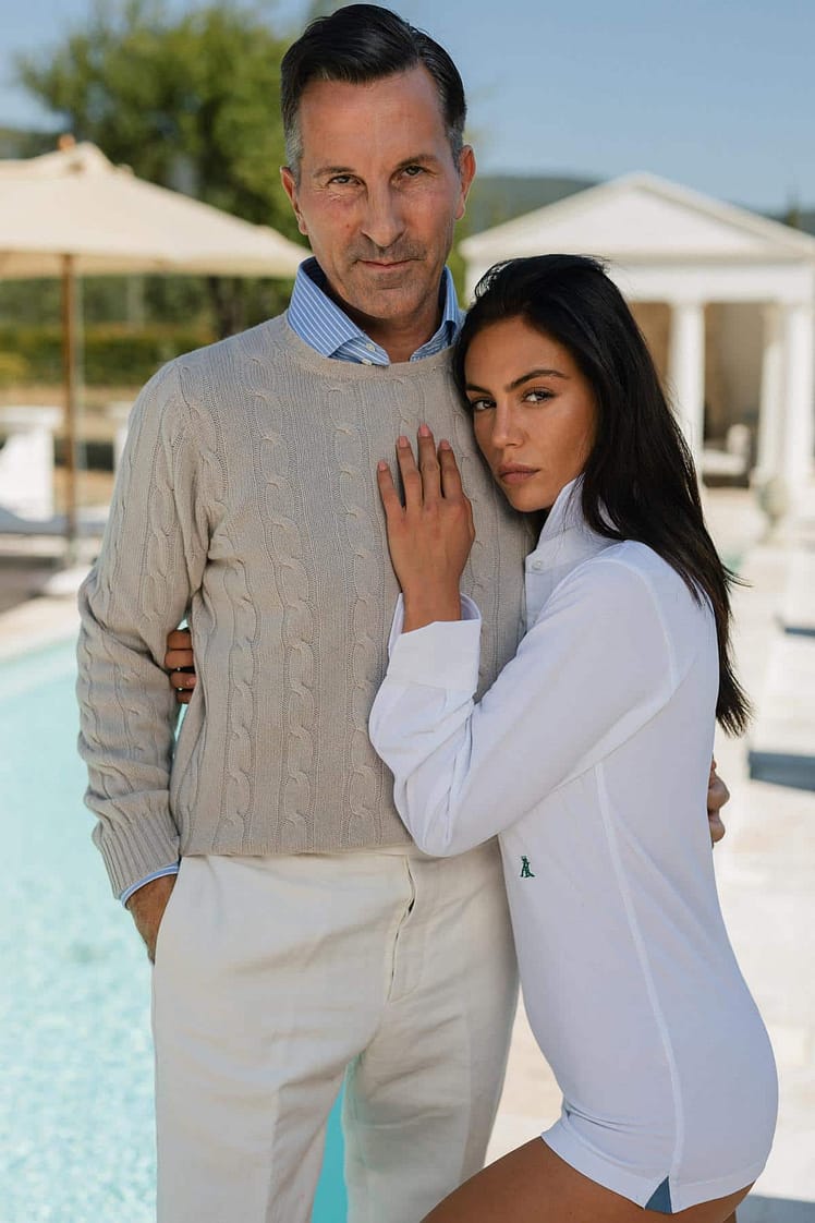 AK MC White Cotton Pique Ladies Long-Sleeved Polo Shirt