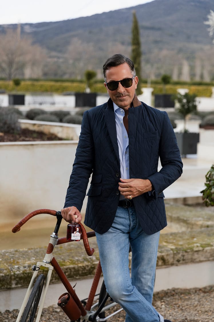 AK MC Quilted sartorial all-weather blazer in navy