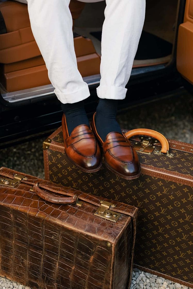 AK MC handmade tan calf penny loafer