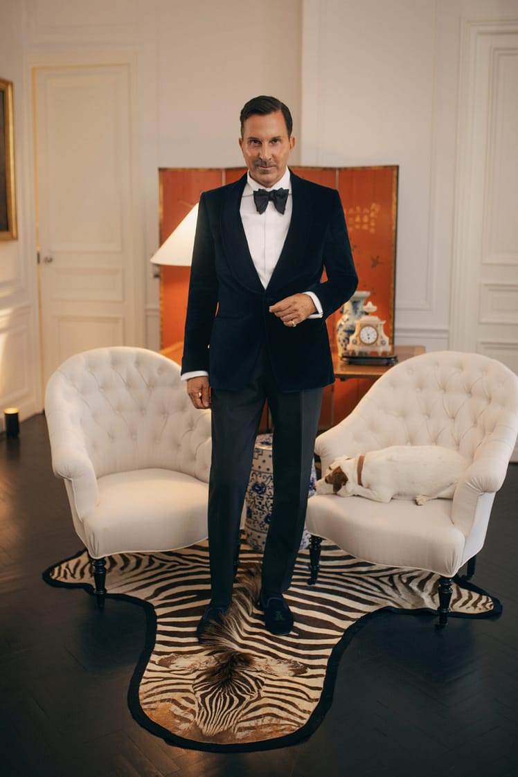 AK MC Midnight Navy Cotton Velvet Smoking Jacket