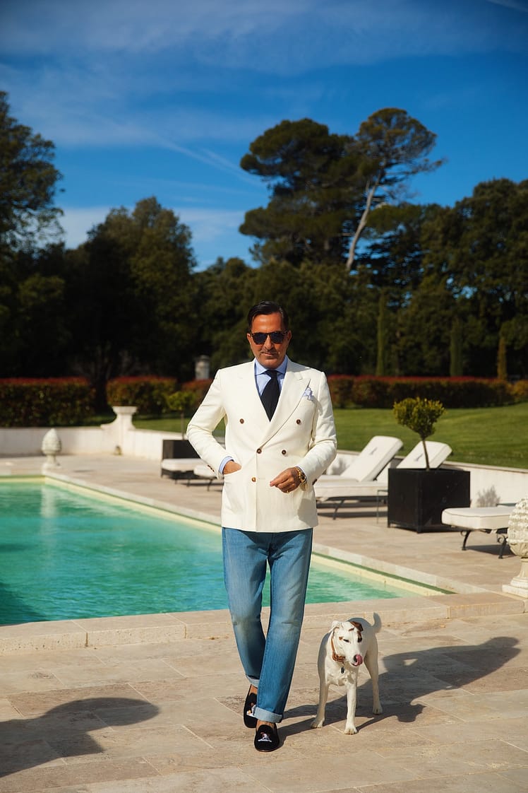 AK MC Ivory Cotton Double-Breasted Jacket