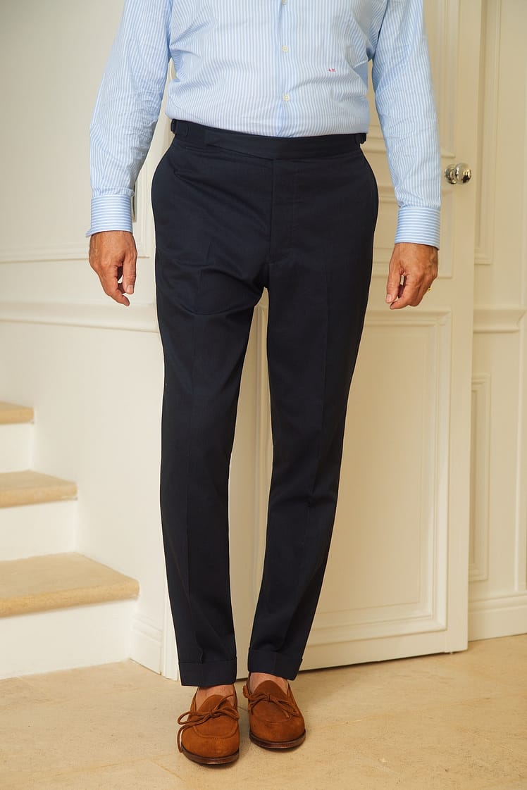 AK MC Dark Navy Cotton Contemporary Gurkha Trousers