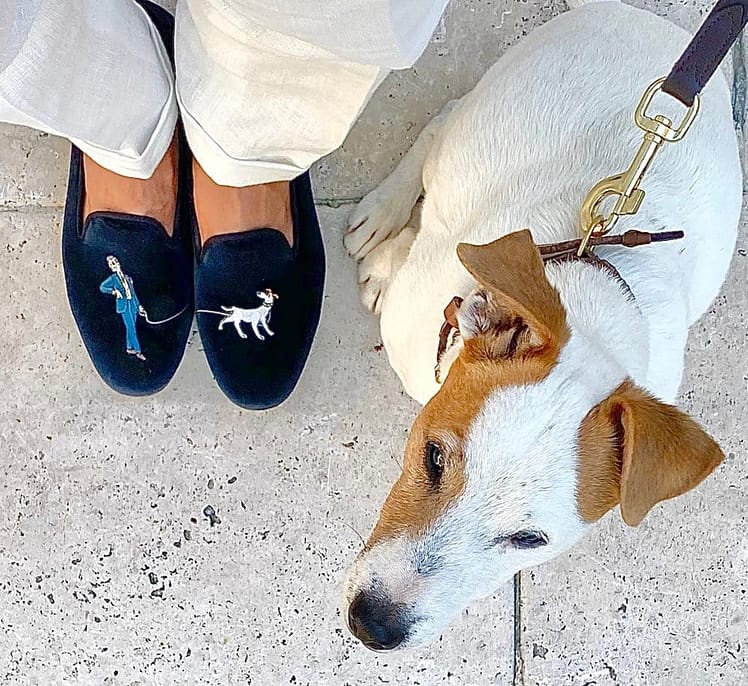 AK MC & Bertie Embroidered Velvet Slipper