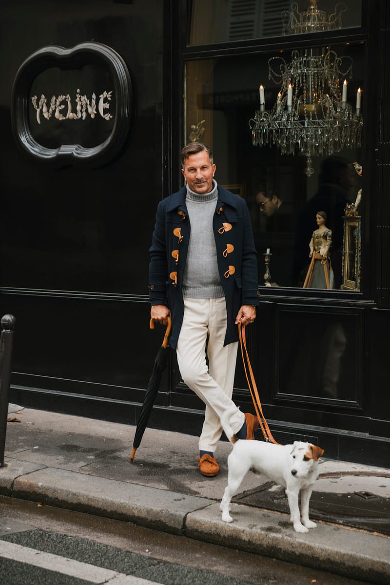 AK MC Men's Contemporary Duffel Coat in Navy super-soft Angora