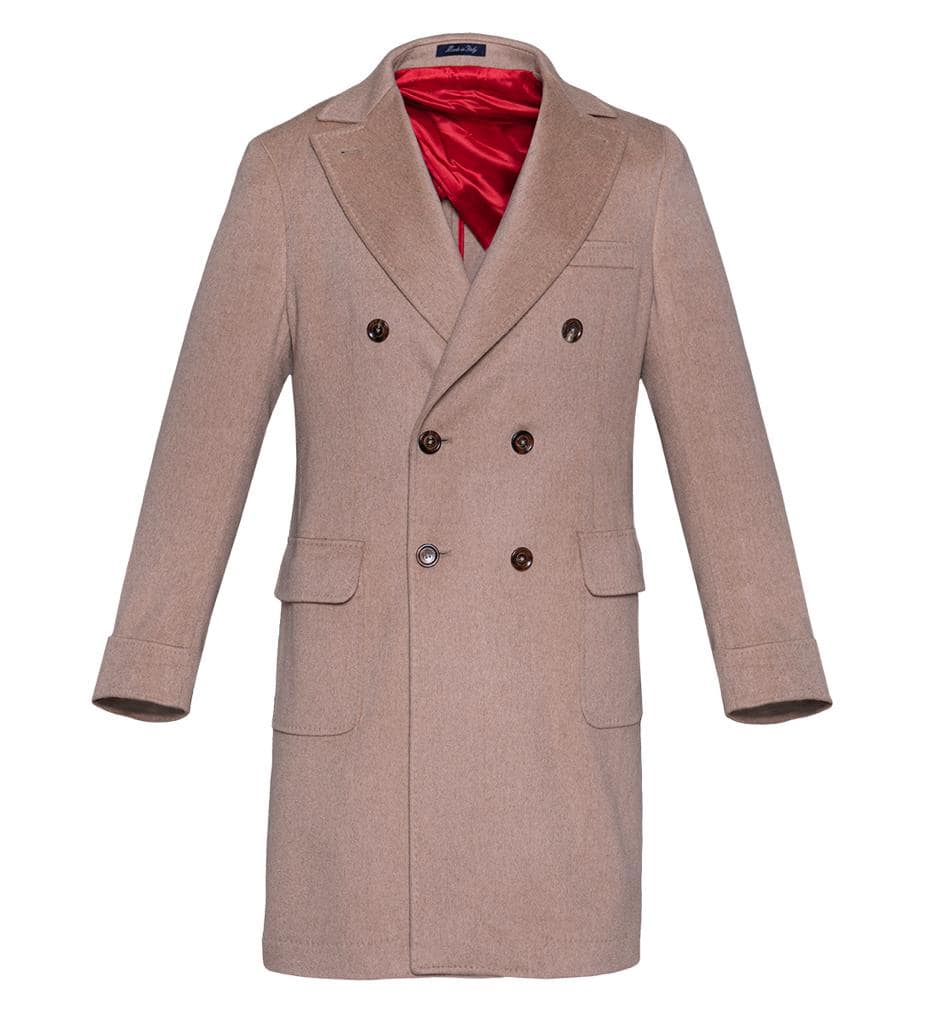AK MC The Florence short double-breasted overcoat in pure camel